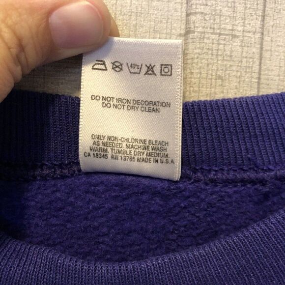 Vtg Purple Sweatshirt Fruit Of The Loom Crew Neck Ladies Size XL Made In USA - Picture 4 of 8